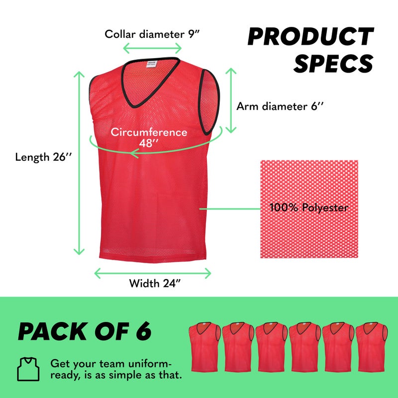 GSI Pinnies - pack of 6 - Red - Image 5